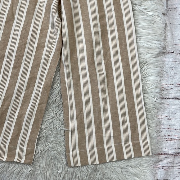 Madewell Smocked Huston Pull-on Cropped Linen Blend Stripe Pants - Picture 7 of 10